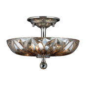 Horus Ceiling 4-Light, Chrome, Golden Teak Crystal