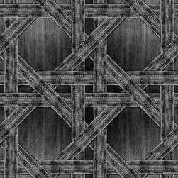 Denim Trellis, Black - Wallpaper