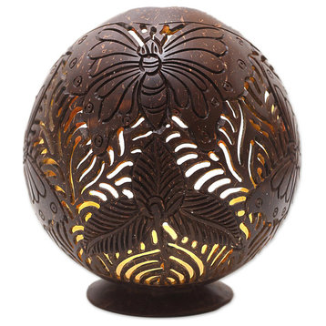 Novica Handmade Butterfly Waves Coconut Shell Catchall