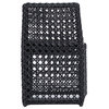 Arnie Indoor-Outdoor Woven Poly Rope Cube Chair With Gray Cushion, Charcoal Gray