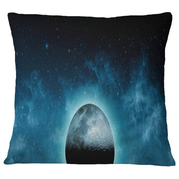 Moon in The Front of Galaxies Landscape Printed Throw Pillow, 18"x18"