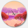 Red and Purple Japanese Gardens Traditional Metal Clock, 36x36