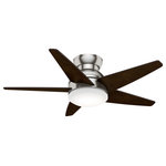 Casablanca Fan Company - Casablanca 44" Isotope Ceiling Fan With Light Kit & Wall Control, Brushed Nickel - With a low-profile design and swept-wing blade configuration, the Isotope evokes a mid-century modern style that's ideal for installation in interiors with lower ceilings. This contemporary ceiling fan boasts superior air circulation driven by a reversible, four-speed Direct Drive motor for unparalleled power, silent performance, and reliability over decades of daily use. The sleek Isotope fan includes a convenient wall control that allows you to change fan speeds and adjust the energy-efficient LED lights with ease.