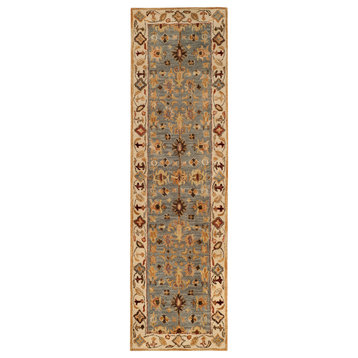 Safavieh Antiquity Collection AT847 Rug, Blue/Ivory, 2'3"x8'