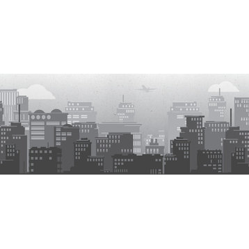 GB90150 City Skyline Peel and Stick Wallpaper Border 10in Height x 15ft Long