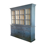 Large Distressed Double Deck Glazing Cabinet With Glass Door and Drawer