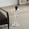 Modern End Table, Clear Acrylic Pedestal Base & Round Top, Small, Round Base