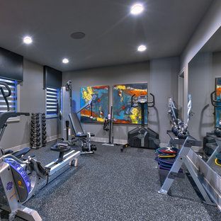 オマハのモダンスタイルのおしゃれなホームジムの写真