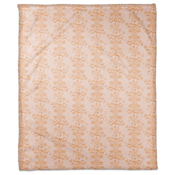 Orange Floral Crest 50x60 Coral Fleece Blanket
