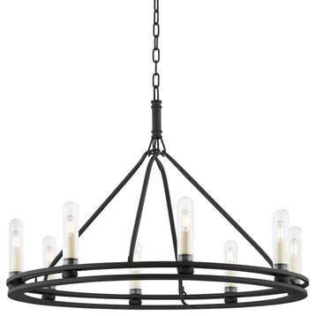 8-Light Exterior Chandelier, Textured Black