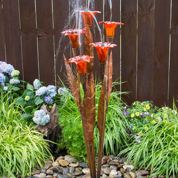 Orange Trumpet Flower Copper Fountain Kit