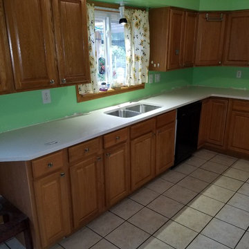 LG 3cm Celeste Quartz kitchen countertops and vanity