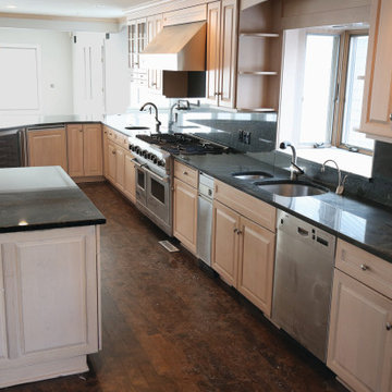 Maple whitewash refinished in Pure White & Blue
