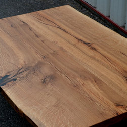 Live Edge White Oak Coffee Table with Curved Walnut Frame - Coffee Tables