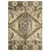 2' X 8' Tan And Gold Central Medallion Indoor Runner Rug