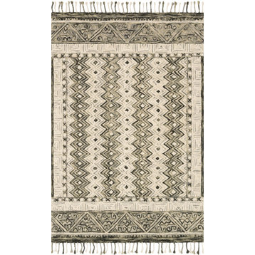 Hooked Wool Zharah Area Rug by Loloi, Charcoal/Taupe, 5'0"x7'6"