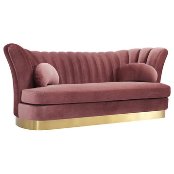 Tad Modern Pink Velvet and Gold Sofa