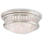 Livex Lighting - Livex Lighting 73052-35 Berwick - 13" Two Light Flush Mount - The classic simple design of this bronze flush mouBerwick 13" Two Ligh Polished Nickel Clea *UL Approved: YES Energy Star Qualified: n/a ADA Certified: n/a  *Number of Lights: Lamp: 2-*Wattage:40w Medium Base bulb(s) *Bulb Included:No *Bulb Type:Medium Base *Finish Type:Polished Nickel