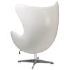 Offex Egg Chair With Tilt-Lock Mechanism, White Leather