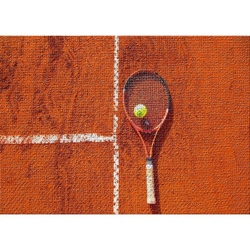 Tennis Ball And Racket Area Rug, 5'0"x7'0"