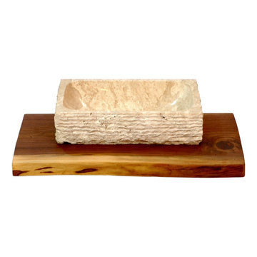 Walnut with travertine