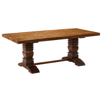 84" Rustic Wood Farmhouse Pedestal Dining for 6 or 8