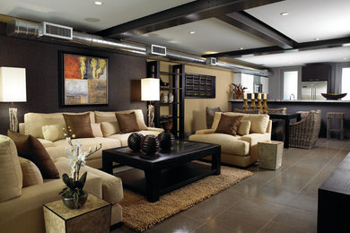 Example of a trendy living room design in Miami