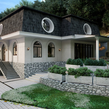 Classical House Exterior Transformation & Multi-Level Landscape Design