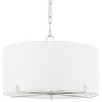 Mitzi by Hudson Valley Lighting - Darlene 5-Light Chandelier, Polished Nickel Finish, White Linen Shade - Features: