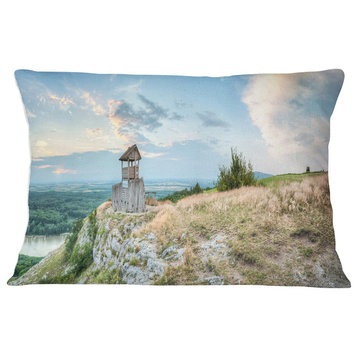 View Tower on Hill Panorama Landscape Printed Throw Pillow, 12"x20"