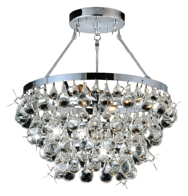 Square Crystal Ball 8 Inch Flush Mount Ceiling Chandelier Sparkling Clear Glass Crystal 5 Light Luxury Chrome Flash Mount