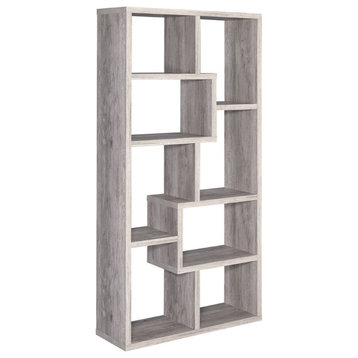 Coaster 10-Shelf Contemporary Tall Spacious Wood Bookcase in Gray
