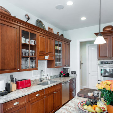 Traditional Cherry Kitchen with Floating Shelves in Lorton, VA