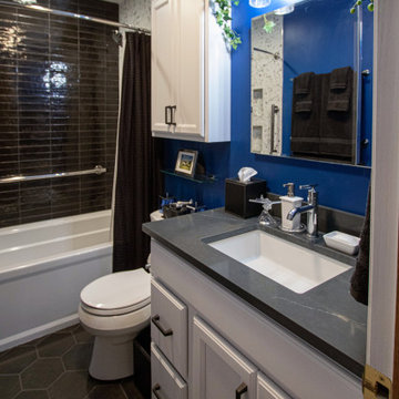 Blue and Black Colorful Guest Bathroom
