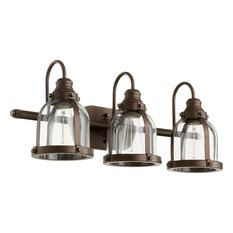 3-Light Banded Dome Vanity Fixture, Oiled Bronze