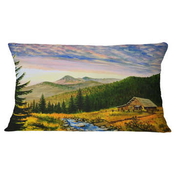 Sunset in Mountains Landscape Printed Throw Pillow, 12"x20"