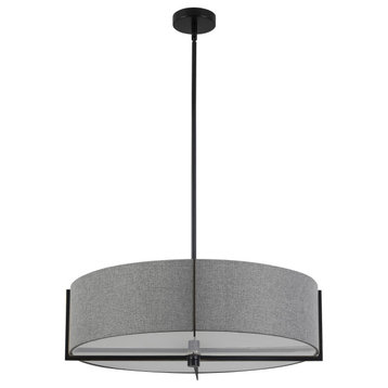 Gray Contemporary Pendant With Matte Black Metal