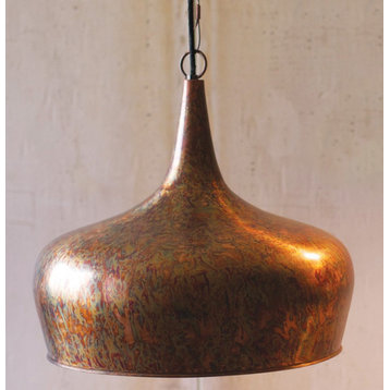 Industrial Metal Tear Drop Dome Pendant Light Hanging Oxidized Copper Rust