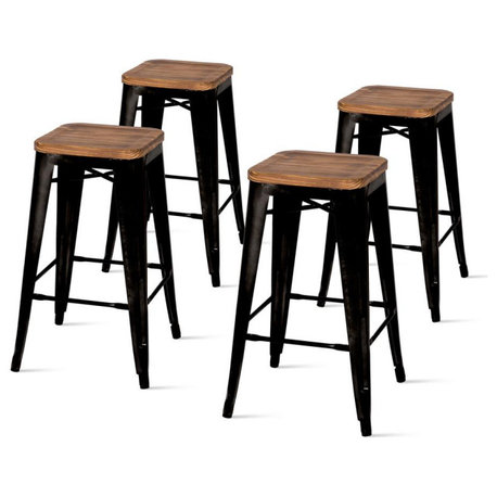 Metropolis Backless Counter Stool, Set of 4, Black