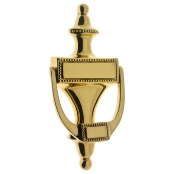 Genuine Solid Brass Beaded Knocker, Polished Brass