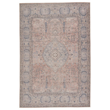 Machine Washable Kadin Medallion Pink and Blue Runner Rug, Pink and Blue, 5'x7'6