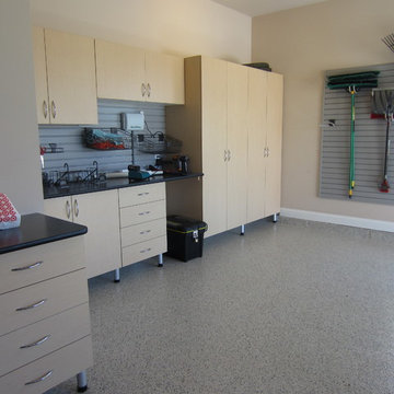 Garages Cabinets, Epoxy Flooring, Tile Flooring & Slatwall and Accessories
