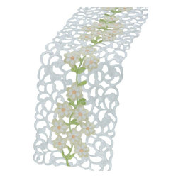 Xia Home Fashions - Spring Garden 8"x62" Embroidered Collection Cutwork Table Runner - Table Runners