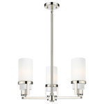 Innovations Lighting - Utopia 3 Light 8" Stem Hung Pendant, Polished Nickel, Matte White Glass - Modern and geometric design elements give the Utopia Collection a striking presence. This gorgeous fixture features a sharply squared off frame, softened by a round glass holder that secures a cylindrical glass shade.