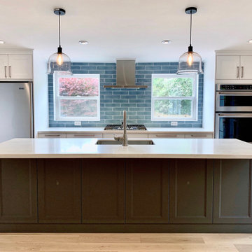 Open Concept IKEA Kitchen in Axstad White and Axstad Gary