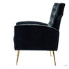Upholstery Velvet Accent Chair With Button Tufted Back Set of 2, Black