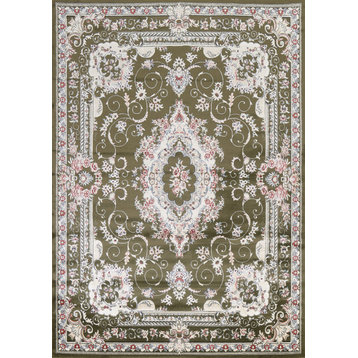 Green Floral Medallion Transitional Turkish Rug Oriental Carpet 10x13