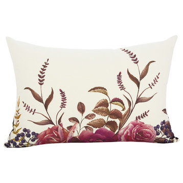 Lumbar Purple Floral Cotton Pillow