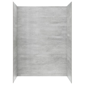 Ove Decors Misty 60x32" Solid Surface Alcove Shower Wall, Gray Tiles