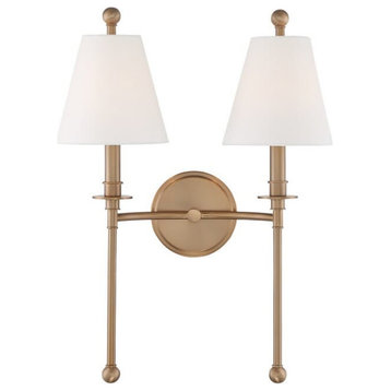 Crystorama Riverdale 2-Light Wall Sconce in Aged Brass